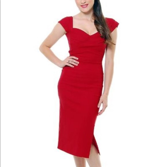 Stop Staring Dresses & Skirts - Stop Staring Mad Style Dress Red Wiggle Slit Retro
